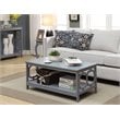 Pemberly Row Coffee Table in Gray Wood Finish with Shelf
