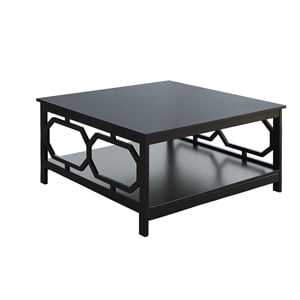 Pemberly Row Square 36&quot Coffee Table in Black Wood Finish