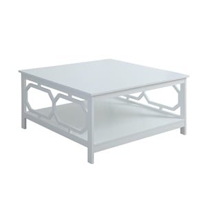 Pemberly Row Square 36&quot Coffee Table in White Wood Finish