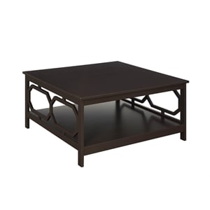 Pemberly Row Square 36&quot Coffee Table in Espresso Wood Finish