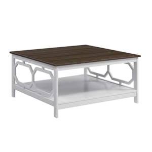 Pemberly Row Square 36&quot Coffee Table Espresso & White Wood Finish