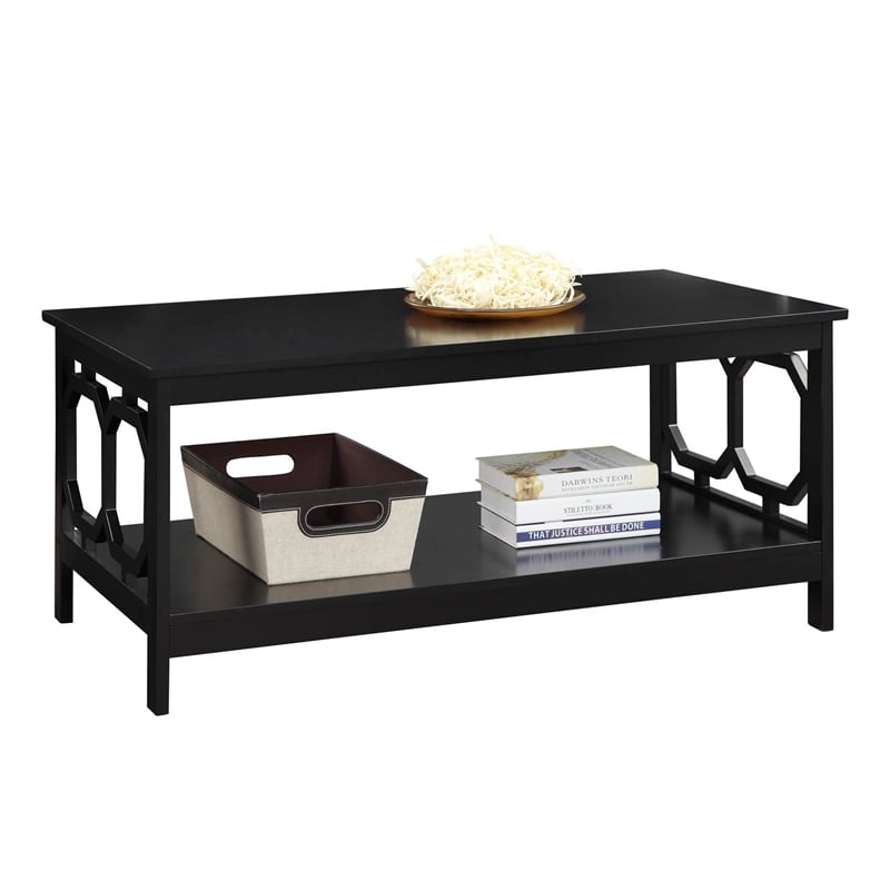 Pemberly Row Rectangular Coffee Table in Black Wood Finish