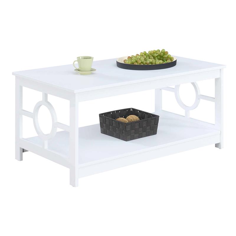 Pemberly Row Contemporary Coffee Table in White Wood Finish