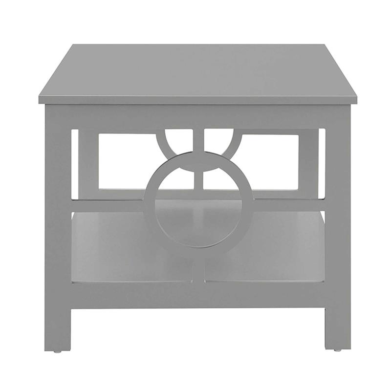Pemberly Row Coffee Table in Gray Wood Finish with Lower Shelf