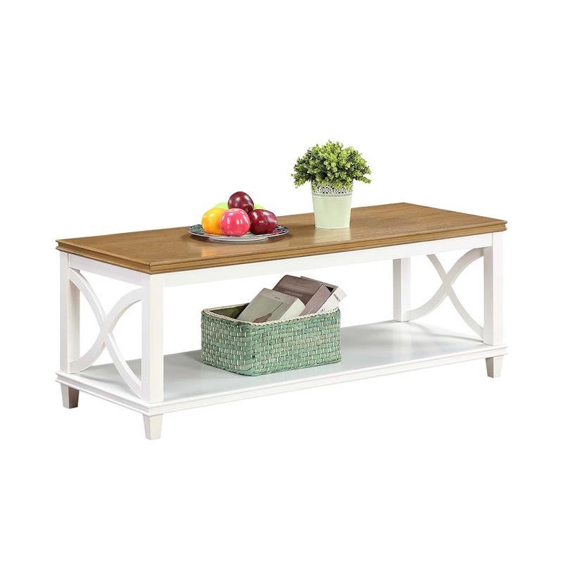 Pemberly Row Coffee Table in White and Brown Wood Finish