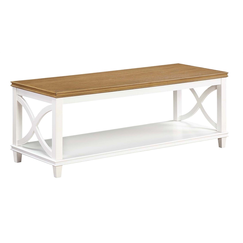 Pemberly Row Coffee Table in White and Brown Wood Finish