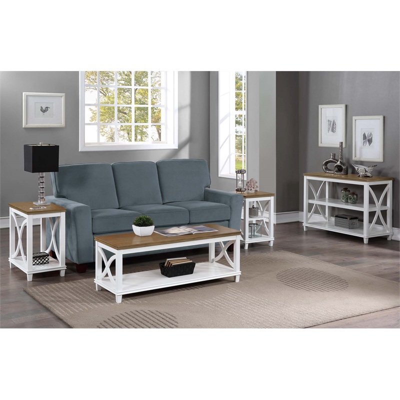 Pemberly Row Coffee Table in White and Brown Wood Finish