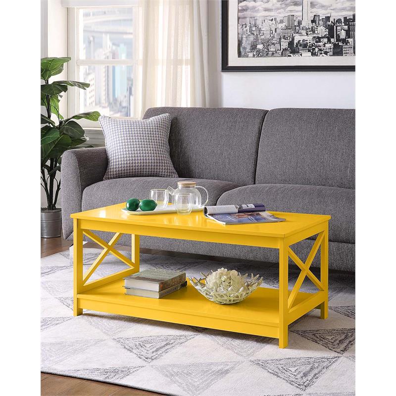 Pemberly Row Coffee Table in Yellow Wood Finish
