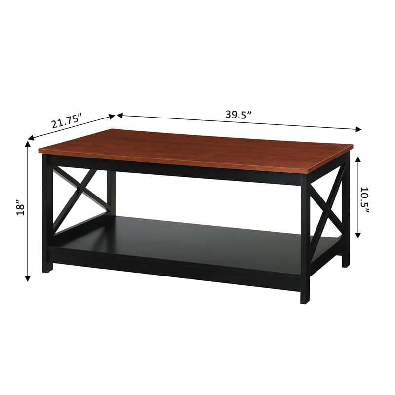 Pemberly Row Coffee Table in Cherry and Black Wood Finish