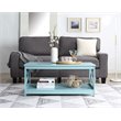 Pemberley Row Wood Sea Foam Green Coffee Table Rectangular Bottom Shelf 17.75