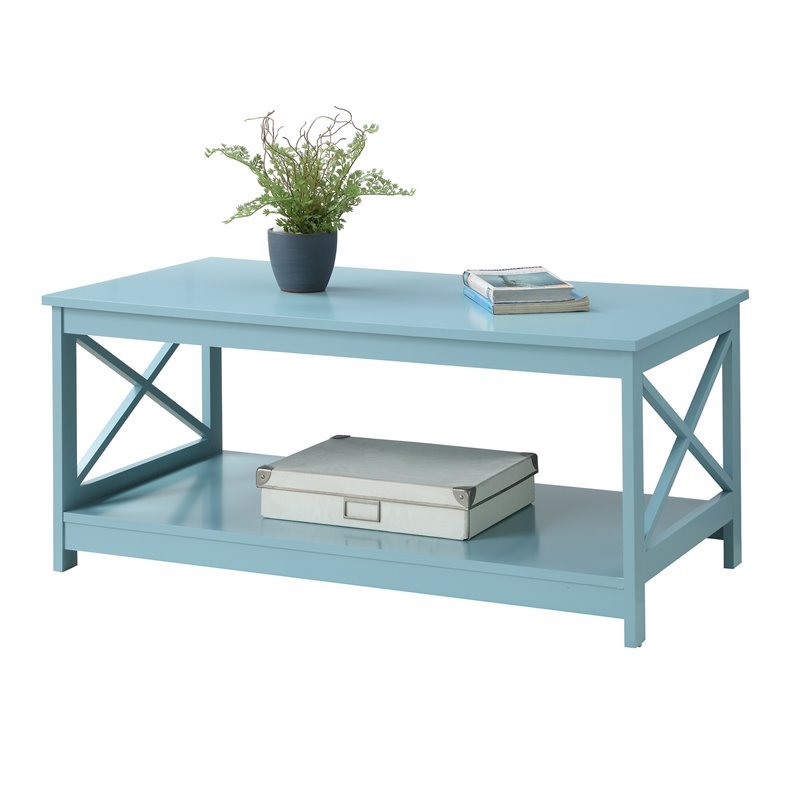 Pemberly Row Coffee Table in Sea Foam Green Wood Finish