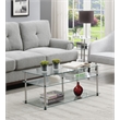 Pemberly Row Three-Tier Coffee Table with Clear Glass Shelves