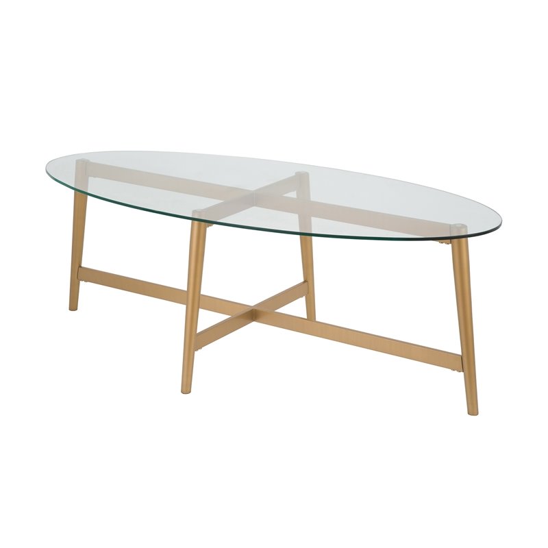 Pemberly Row Metal Brass and Glass Coffee Table