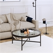 Pemberly Row Round Metal Base Coffee Table in Black and Bronze