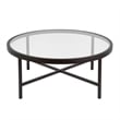 Pemberly Row Round Metal Base Coffee Table in Black and Bronze