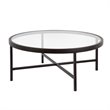 Pemberly Row Round Metal Base Coffee Table in Black and Bronze