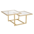 Pemberly Row Metal Two Tier Glass Top Gold Coffee Table