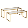 Pemberly Row Metal Rectangle Nested Coffee Tables in Brass with Glass Top