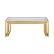 Pemberly Row Metal Rectangle Nested Coffee Tables in Brass with Glass Top