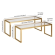 Pemberly Row Metal Rectangle Nested Coffee Tables in Brass with Glass Top