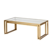 Pemberly Row Metal Rectangle Nested Coffee Tables in Brass with Glass Top