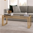 Pemberly Row Metal Rectangle Nested Coffee Tables in Brass with Glass Top