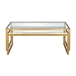 Pemberly Row Metal Rectangle Nested Coffee Tables in Brass with Glass Top
