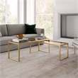 Pemberly Row Metal Rectangle Nested Coffee Tables in Brass with Glass Top