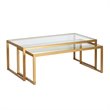 Pemberly Row Metal Rectangle Nested Coffee Tables in Brass with Glass Top