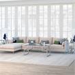 Pemberly Row Metal Satin Nickel and Gray Coffee Table with Glass Top