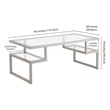 Pemberly Row Metal Satin Nickel and Gray Coffee Table with Glass Top