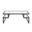 Pemberly Row Metal Black and Bronze Coffee Table with Glass Top