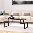 Pemberly Row Metal Black and Bronze Coffee Table with Glass Top
