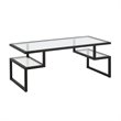 Pemberly Row Metal Black and Bronze Coffee Table with Glass Top