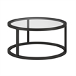 Pemberly Row Metal Round Pedastal Base Coffee Table in Black and Bronze Finish