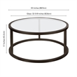 Pemberly Row Metal Round Pedastal Base Coffee Table in Black and Bronze Finish