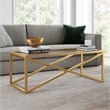 Pemberly Row Brass and Gold Rectangular Coffee Table with Glass Top