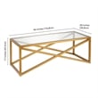 Pemberly Row Brass and Gold Rectangular Coffee Table with Glass Top
