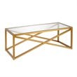 Pemberly Row Brass and Gold Rectangular Coffee Table with Glass Top