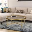 Pemberly Row Round Metal Base Coffee Table in Brass and Gold