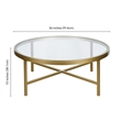 Pemberly Row Round Metal Base Coffee Table in Brass and Gold