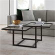 Pemberly Row Metal Two Tier Black and Bronze Glass Top Coffee Table