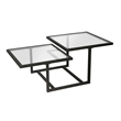 Pemberly Row Metal Two Tier Black and Bronze Glass Top Coffee Table