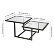 Pemberly Row Metal Two Tier Black and Bronze Glass Top Coffee Table