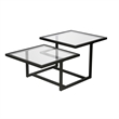 Pemberly Row Metal Two Tier Black and Bronze Glass Top Coffee Table