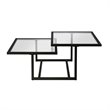 Pemberly Row Metal Two Tier Black and Bronze Glass Top Coffee Table