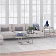 Pemberly Row Metal Two Tier Satin Nickel and Gray Glass Top  Coffee Table