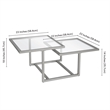 Pemberly Row Metal Two Tier Satin Nickel and Gray Glass Top  Coffee Table