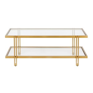 Pemberly Row 17&quot Contemporary Metal Coffee Table in Gold and Brass Finish