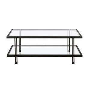 Pemberly Row 17&quot Contemporary Metal Coffee Table in Black and Bronze Finish